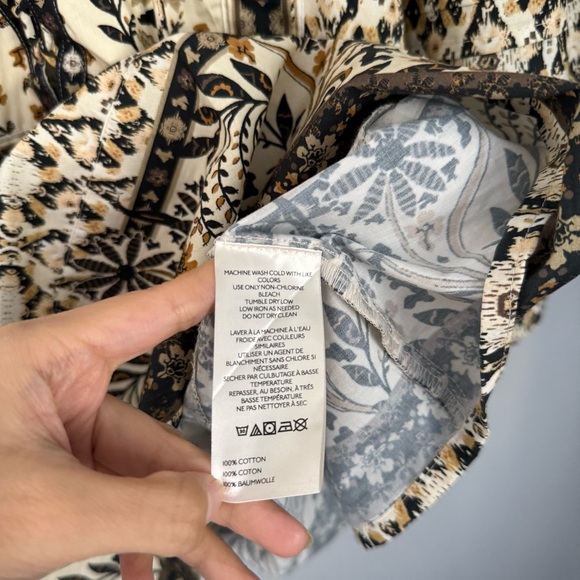 Anthropologie Medium Pleated Puff Sleeve Blouse Beige Boho Cottage Peasant - Picture 6 of 9